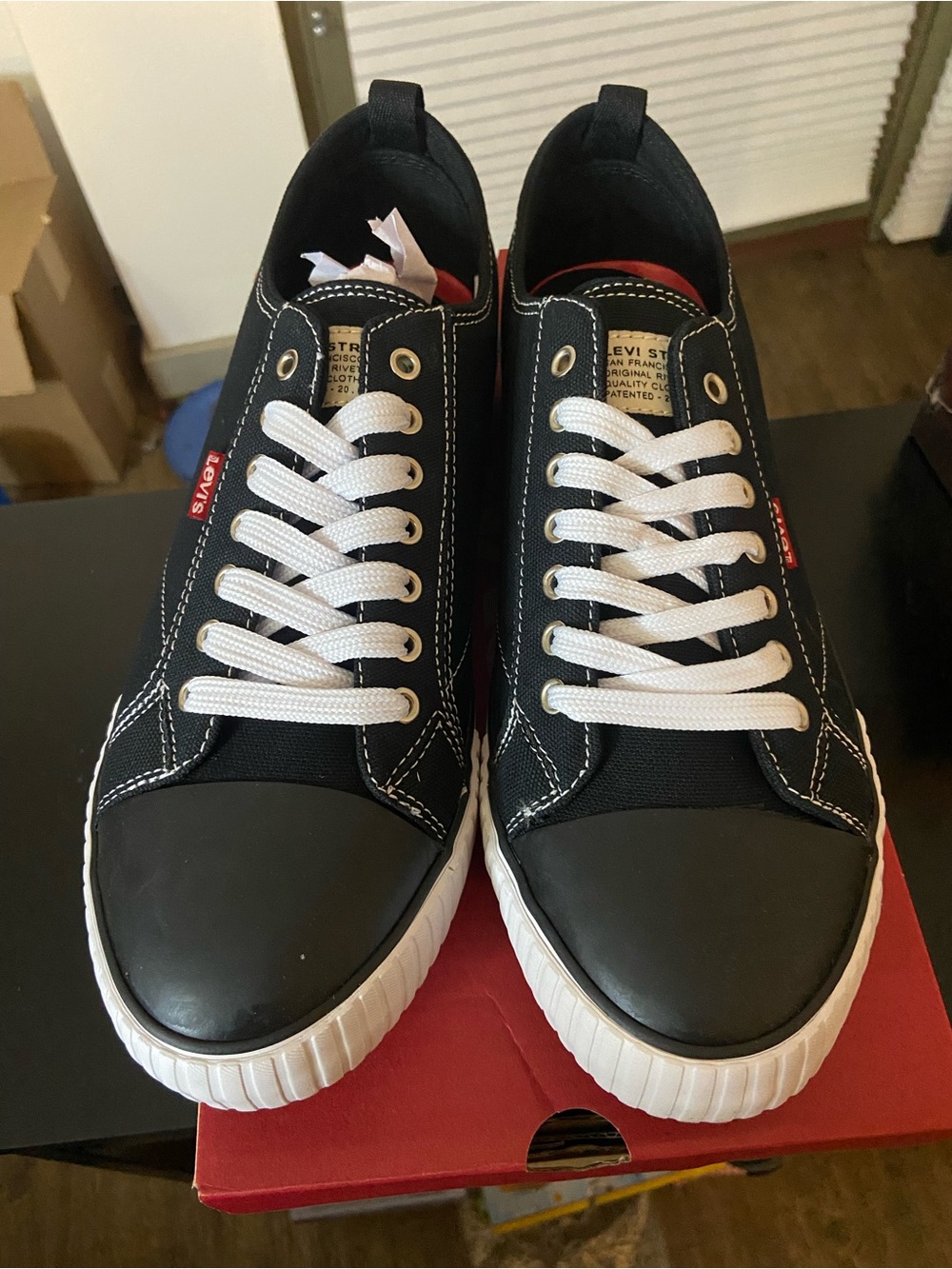 Levi's Men's Black Canvas Sneakers with White Accents